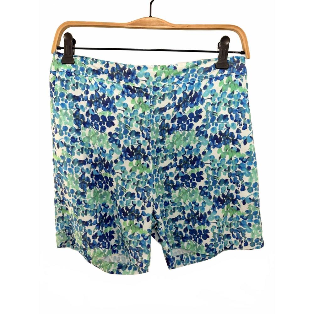 NEW HARIS COTTON men's haris printed pleated shorts in petal blue
